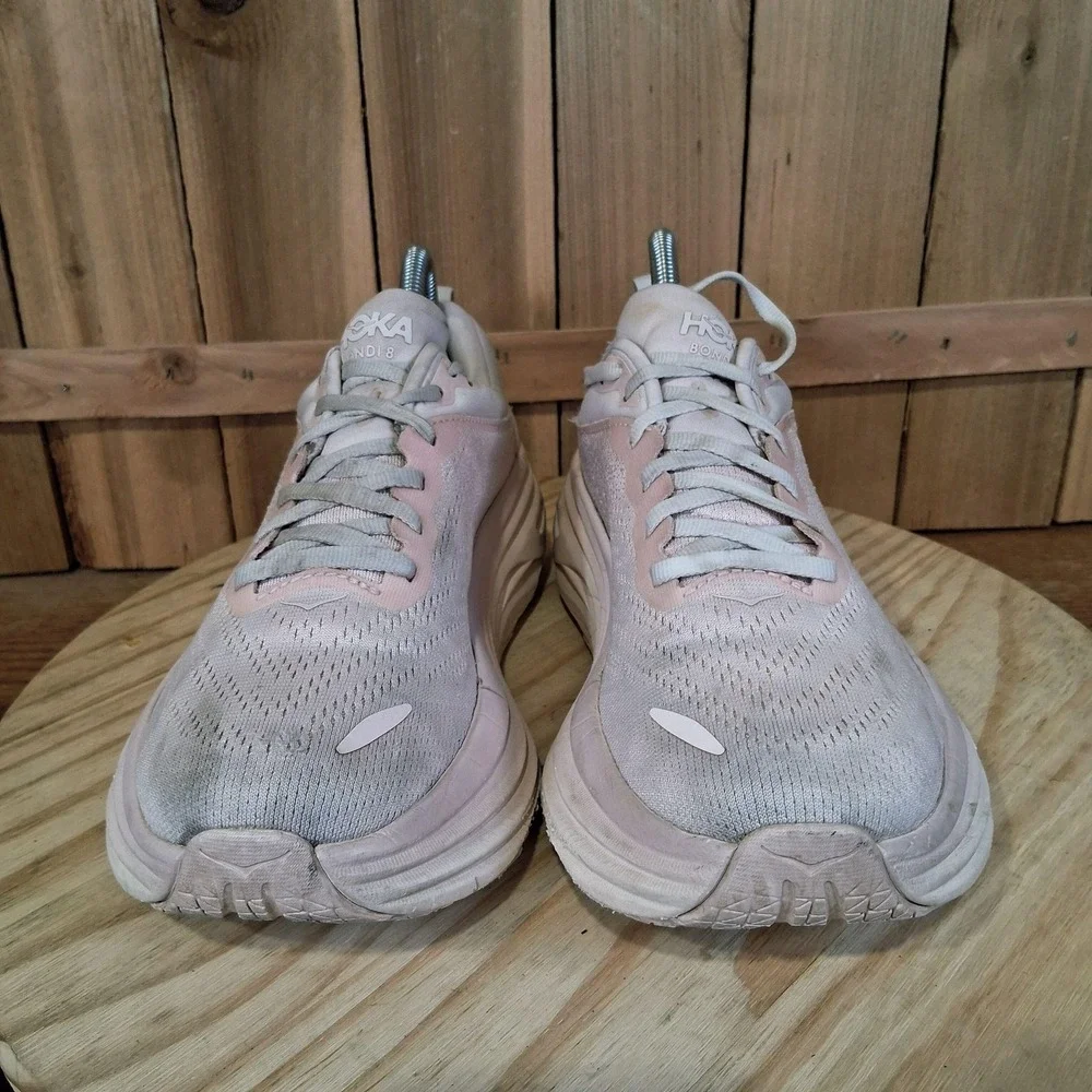 Hoka One One Bondi 8 Shoes Womens 7.5 B Pink Running Athletic Sneakers 1127952